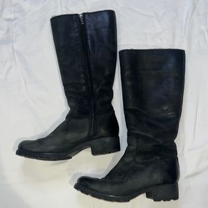 Black Leather Knee-High Boots